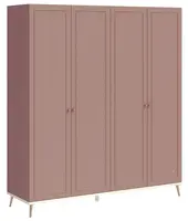 Čtyřdveřová šatní skříň beauty - růžová/béžová