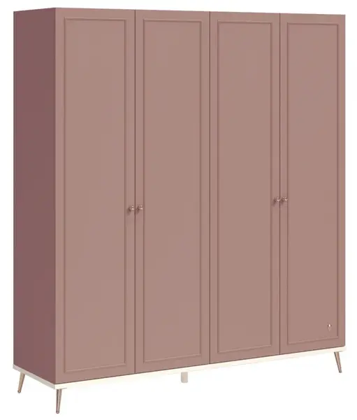 Čtyřdveřová šatní skříň beauty - růžová/béžová