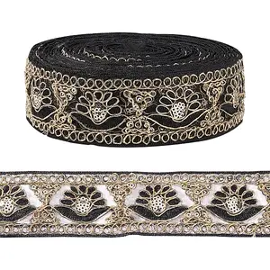 10 Yards Organza Embroidery Flower Ribbons with Paillettes