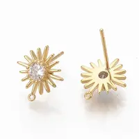 Brass Clear Cubic Zirconia Stud Earring Findings