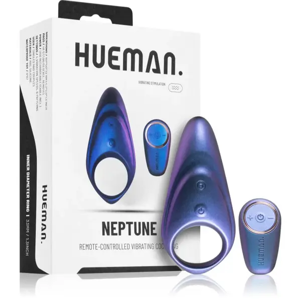 HUEMAN Neptune Vibrating Cock Ring + Remote krúžok na penis 10,7 cm