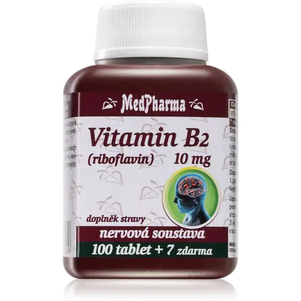 MedPharma Vitamin B2 (riboflavin) 10 mg tablety na podporu činnosti nervovej sústavy 107 tbl