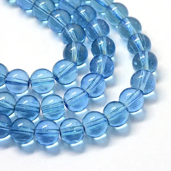 Baking Paint Transparent Glass Round Bead Strands