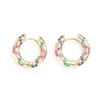 Brass Micro Pave Cubic Zirconia Huggie Hoop Earrings