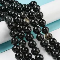 Natural Black Agate Beads Strands
