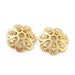 Brass Micro Pave Clear Cubic Zirconia Bead Caps
