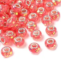 Transparent Resin Rondelle European Beads