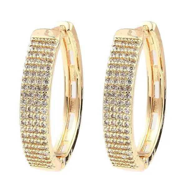 Brass Cubic Zirconia Hoop Earrings