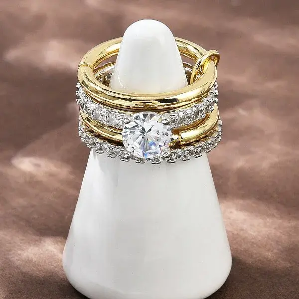 Brass Micro Pave Cubic Zirconia Plain Band Finger Rings for Women