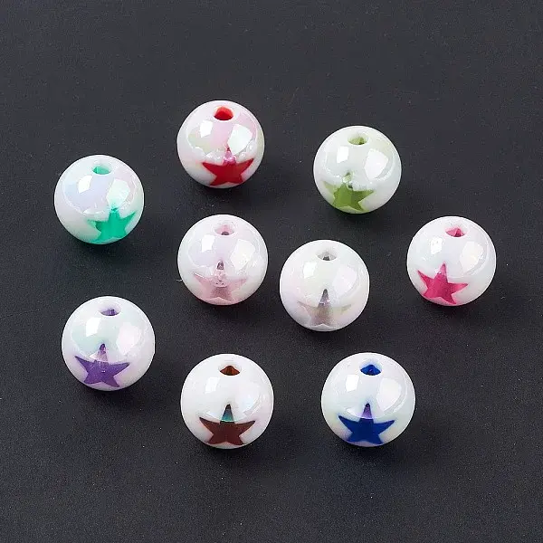 UV Plating Rainbow Iridescent Acrylic Beads