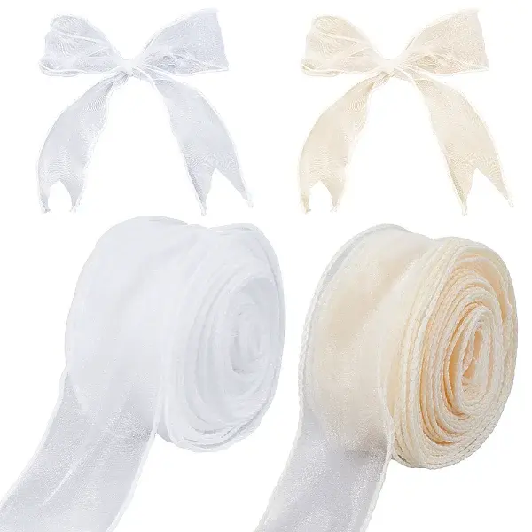 2 Rolls 2 Colors Polyester Chiffon Ribbon