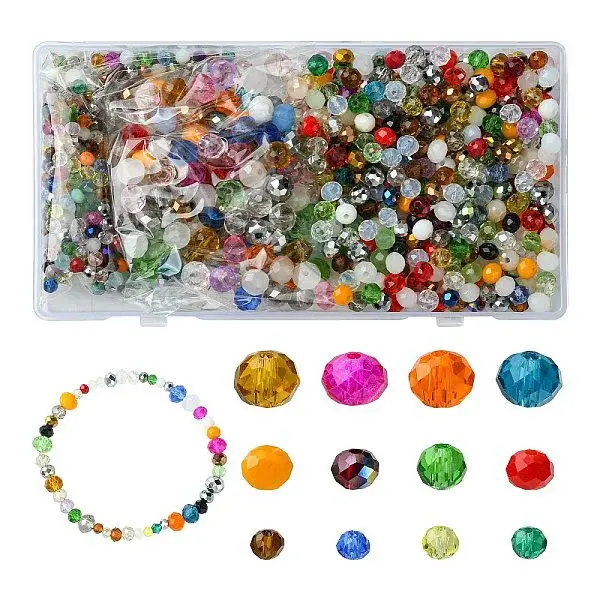1000Pcs 3 Styles Glass Rondelle Beads