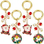 3 Sets Santa Claus & Christmas Wreath Alloy Enamel Pendant Decoration