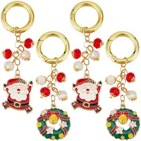 3 Sets Santa Claus & Christmas Wreath Alloy Enamel Pendant Decoration