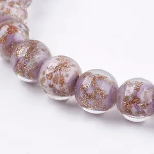Handmade Gold Sand Lampwork Beads