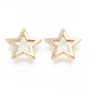 Brass Micro Pave Clear Cubic Zirconia Pendants