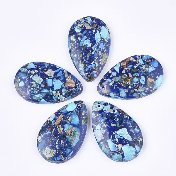 Assembled Synthetic Imperial Jasper and Natural Lapis Lazuli Pendants