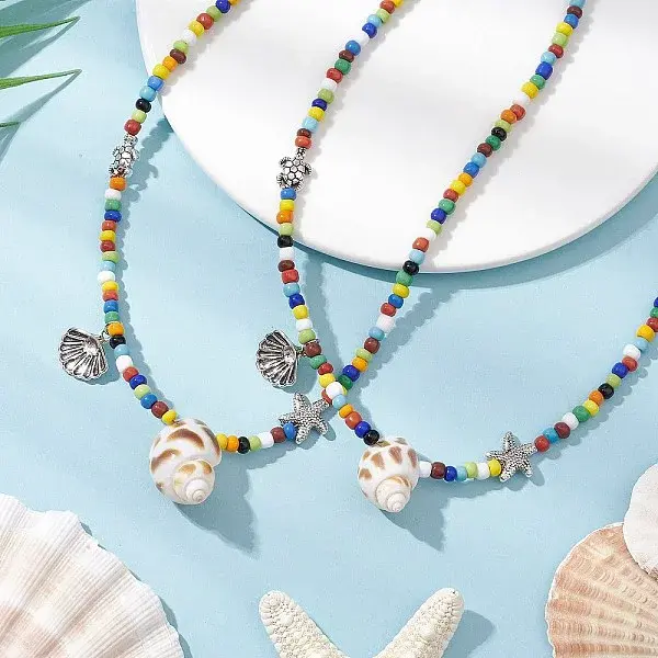 Natural Spiral Shell Pendant Necklaces