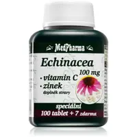 MedPharma Echinacea 100 mg + vitamin C + zinek tablety pro podporu imunitního systému, krásnou pleť a nehty 107 tbl