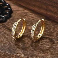 Clear Cubic Zirconia Huggie Hoop Earrings