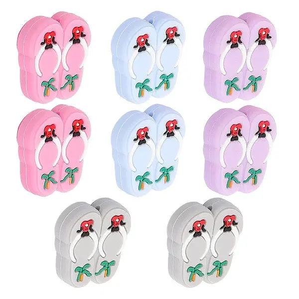 8Pcs 4 Colors Food Grade Eco-Friendly Silicone Focal Beads