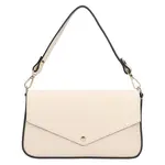 Dámska kožená plesová listová kabelka Italia Emka - krémová