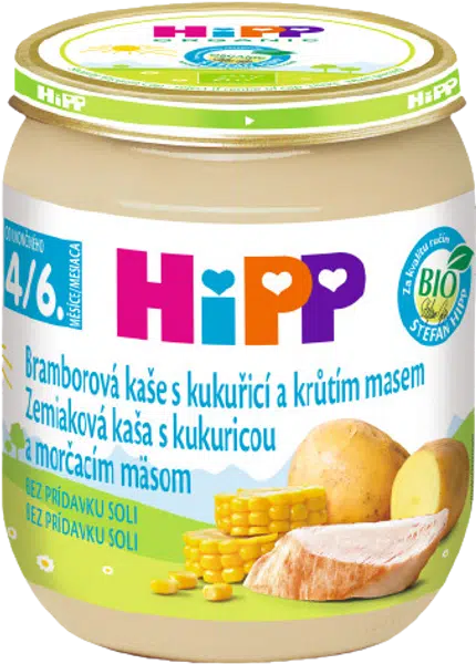 HIPP BIO Bramborová kaše s kukuřicí a krůtím masem 125 g