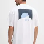 Bavlněné tričko BOSS Orange pánské, bílá barva, s potiskem, 50547087