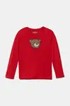 Dětské bavlněné tričko s dlouhým rukávem Guess červená barva, s potiskem, N5YI25 K8HM4