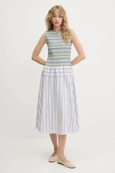 Bavlněné šaty Stine Goya béžová barva, midi, SG-PF25-D126-2367