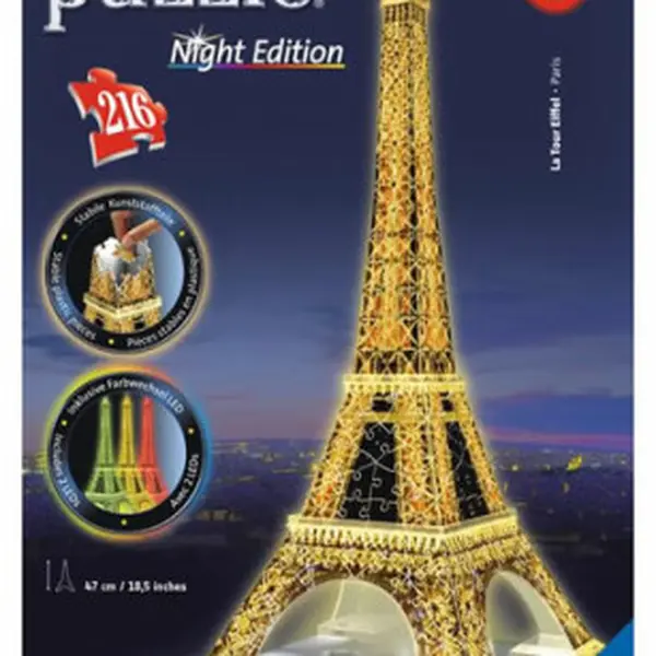 Puzzle noční edice 3D - Eiffelova věž 216 dílků
