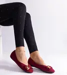 Gemre Burgundy ballet flats adorned with a bow and brooch Esdras