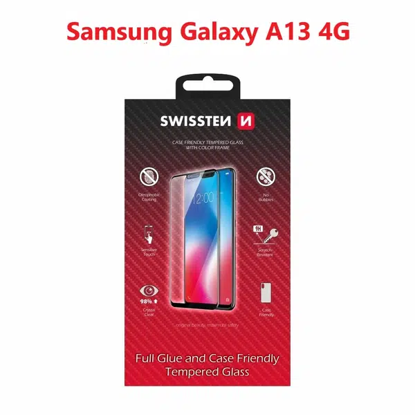 Tvrzené sklo Swissten Full Glue, Color Frame, Case Friendly pro Samsung Galaxy A13 4G, černá