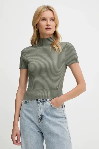 Svetr Guess JAYLA dámský, zelená barva, s pologolfem, W5YR04 Z0040