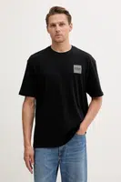 Bavlněné tričko Guess pánské, černá barva, s aplikací, M5YI27 KCCM1