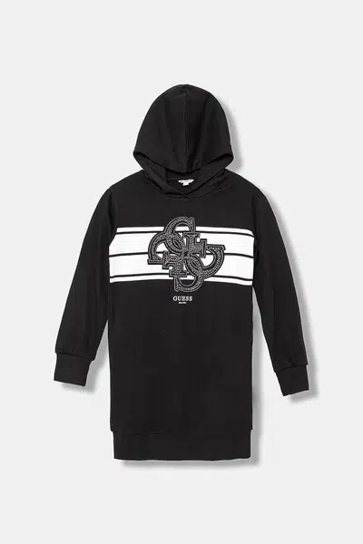 Dětské bavlněné šaty Guess černá barva, mini, J5YK04 KA6R4