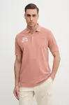 Bavlněné polo tričko Lacoste oranžová barva, s potiskem, PH0349