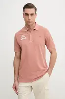 Bavlněné polo tričko Lacoste oranžová barva, s potiskem, PH0349