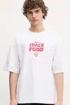 Bavlněné tričko Fiorucci Space Food Print Relaxed Fit T-Shirt bílá barva, s potiskem, U02SPTSH101CJ01WH03