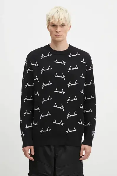 Svetr KSUBI Skript Knit pánský, černá barva, MFA24KW003