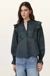 Bavlněná halenka AllSaints HEATHER dámská, tmavomodrá barva, hladká, W038PC