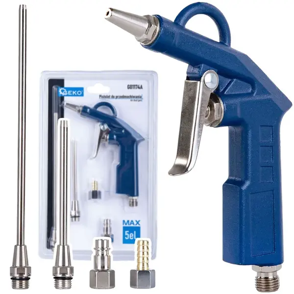 GEKO Pistole ofukovací, max. tlak 8 bar, různé trysky, sada 5 ks