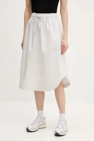 Sukně New Balance šedá barva, midi, áčková, WK51551GYM