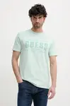 Bavlněné tričko Guess zelená barva, s potiskem, M5GI27 KBW41