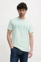 Bavlněné tričko Guess zelená barva, s potiskem, M5GI27 KBW41