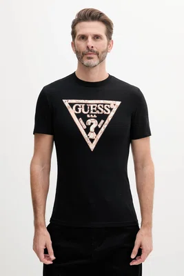 Bavlněné tričko Guess pánské, černá barva, s potiskem, M5GI06 I3Z14