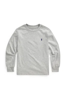 Dětské bavlněné tričko s dlouhým rukávem Polo Ralph Lauren šedá barva, 322843804005