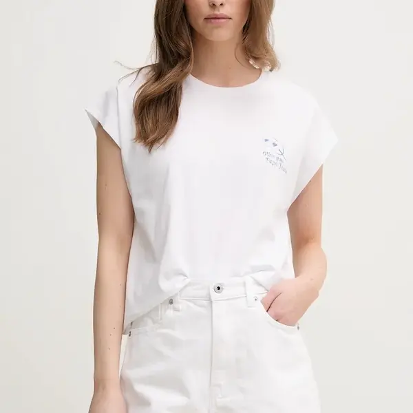 Bavlněné tričko Pepe Jeans VIRGINIA bílá barva, PL506055