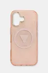 Obal na telefon Guess iPhone 16 růžová barva, GUHMP16SHG4PRTGP