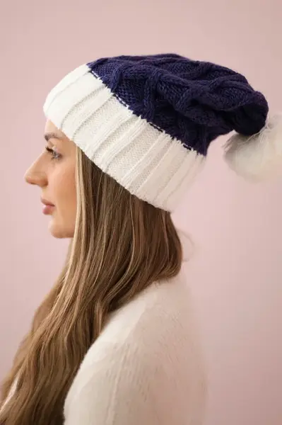 Kesi Milano fleecová čepice K203 tmavě fialová+ecru